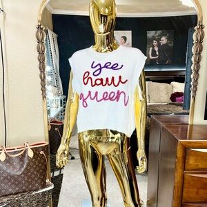 Queen Of Sparkles Yee Haw Queen Sweater Blouse Top Size Small NWOT
